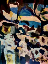 Forme astratte in blu e oro