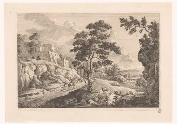 Paesaggio con case su una montagna