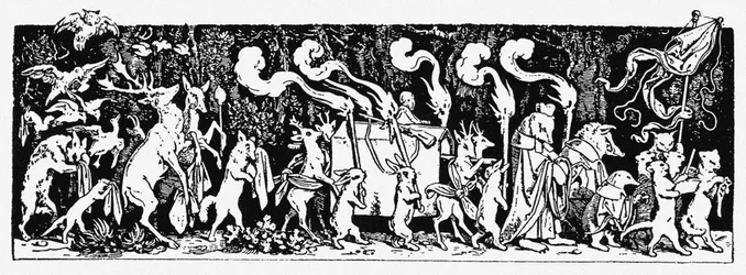 Il corteo funebre del cacciatore. Da: Münchner Bilderbogen n. 44