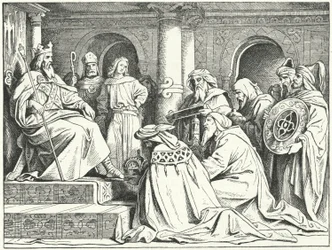 Gli inviati del califfo Harun al-Rashid che portano doni all