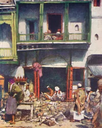Un bazar affollato a Delhi, 1905