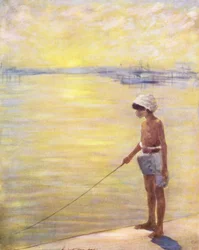 Bambini del mondo: cingalesi, pesca (litografia a colori)