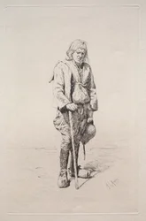Uomo con bastone da passeggio