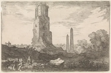 Paesaggio con due obelischi e la 