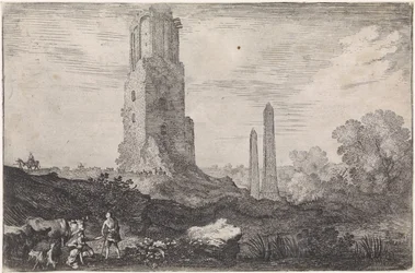 Paesaggio con due obelischi e la 