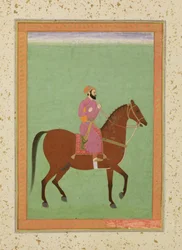 Un Amir Mughal a cavallo, c.1670-80, dal Grande Album Clive