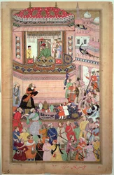 Akbar che dà udienza, di Husays Naggash e Kesu, dall