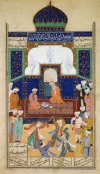Dervisci che Ballano al Suono della Musica Davanti al loro Shaik e a un Discepolo, da Khamsah del Principe Khusrau, Matla al-Anvar, 1485 (890 Hijra)