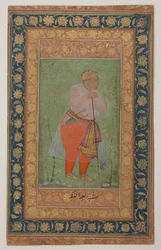 Raja Man Singh I di Amber, c.1590 (inchiostro, acquerello opaco e oro su carta)