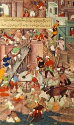 Il Forte Rosso di Agra durante la costruzione, dall