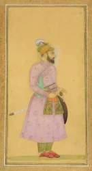 Figura in piedi di un principe Mughal, dal Piccolo Album Clive, c.1630-40