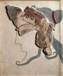 Arte micenea: testa femminile. Frammento di affresco dal palazzo di Tirinto
