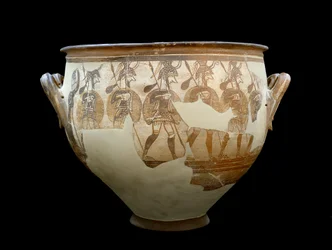 Civiltà micenea: cratere detto Cratere dei guerrieri - Dal circolo tombale A di Micene. XII secolo a.C. - Atene, Museo archeologico nazionale