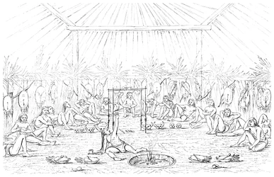 Sciamano e interno di un teepee, 1841