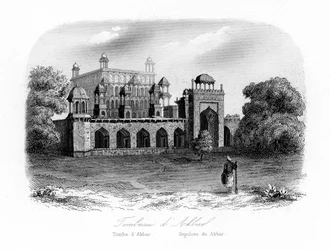 Tomba di Akbar il Grande, Sikandra, India, c1840