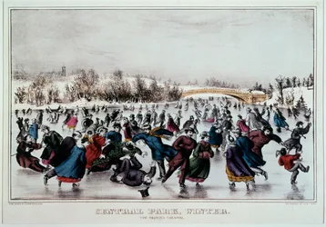 Pattinaggio a Central Park, New York (stampa a colori)