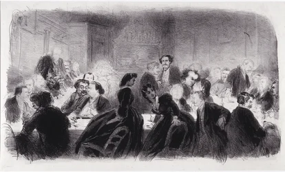 Litografia anonima che rappresenta personalità letterarie e artistiche negli anni 1850