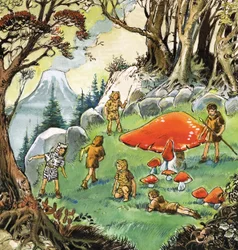 I ragazzi perduti, illustrazione da "Peter Pan" di J.M. Barrie (gouache su carta)