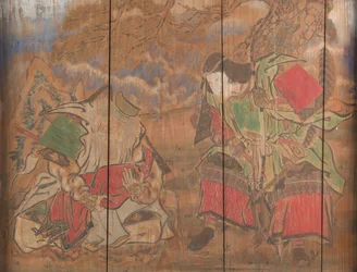 Imperatrice Jingu, il suo ministro Takenochi no Sukune e un infante il futuro imperatore Ojin