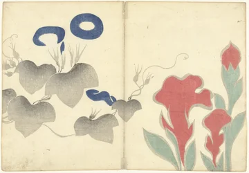 Glicine blu e fiori rossi