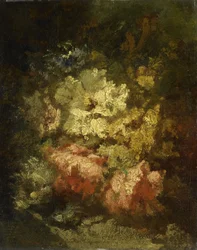 Natura morta con rose bianche e rosse