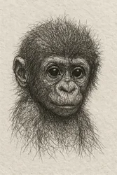 Cucciolo di scimpanzé innocente