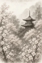 Fiori di ciliegio pagoda giapponese