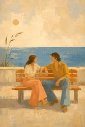 Coppia nostalgica in riva al mare