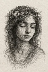 Ritratto floreale sereno