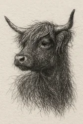Mucca delle Highlands dal pelo arruffato