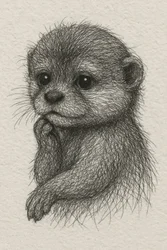 La piccola lontra pensierosa