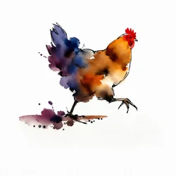 Pollo dai vivaci colori ad acquerello