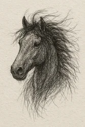 Schizzo di un cavallo selvaggio