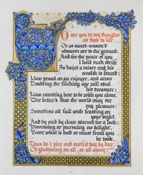 Pagina di canzoni e sonetti di Shakespeare con miniatura