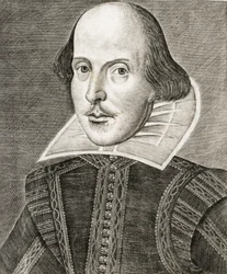 Ritratto di William Shakespeare sul frontespizio di Commedie, storie e tragedie i...