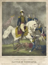 Il generale William H. Harrison alla battaglia di Tippecanoe