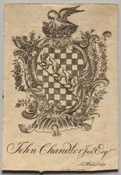 Ex Libris: Stemma con iscrizione John Chandler Jun.r, Esq.