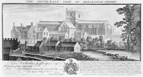 La vista sud-est del priorato di Brecknock, 1741