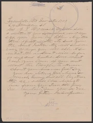 Lettera di Nelson Jordan a Julia Womack con una busta
