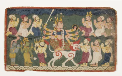 Mahalakshmi che cavalca il suo leone, dal Devimahatmya, c.1750