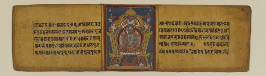 Pagina di un manoscritto buddista raffigurante una delle dee Pancharaksha, XVI-XVII secolo
