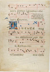 Martire santo in una iniziale istoriata "V" da un antifonario