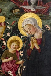 La Vergine Maria, San Giovanni e due angeli in adorazione di Cristo Bambino