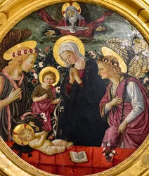 La Vergine Maria, San Giovanni e due angeli in adorazione di Cristo Bambino