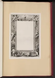 Illustrazione di confine con putti che raccolgono offerte a Dio