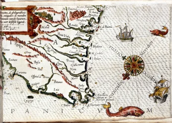 Capo Finisterre secondo il portolano di Luca J. Waghenaer tresoor de zeevaert, Leiden 1592