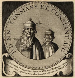 Ritratto degli imperatori bizantini Costante II e Costantino IV
