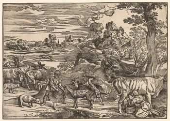 Paesaggio con una lattaia, c. 1525