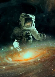 Astronauta sopra la galassia