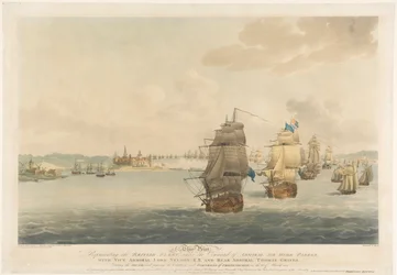 Da Pocock, questa stampa raffigura la flotta britannica sotto il comando dell